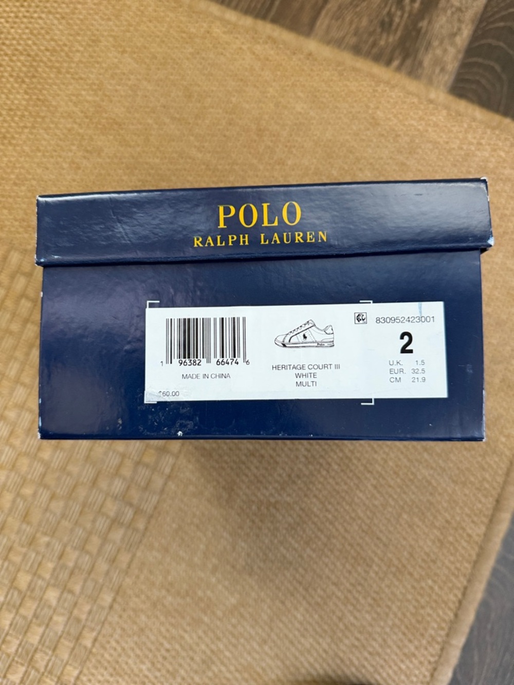 Polo Ralph Lauren Girls’ White/Navy Sneakers Heritage Court III—2 - Picture 13 of 13